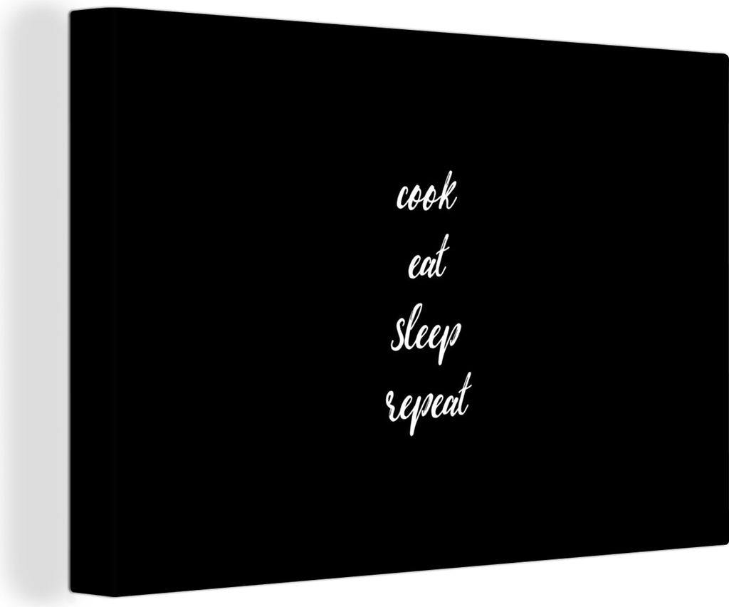 OneMillionCanvasses - Leinwandbilder - 140x90 cm, Sprichwörter - Kochen essen schlafen wiederholen - Zitate - Kochen - Essen, Wandbilder Kunstdr...