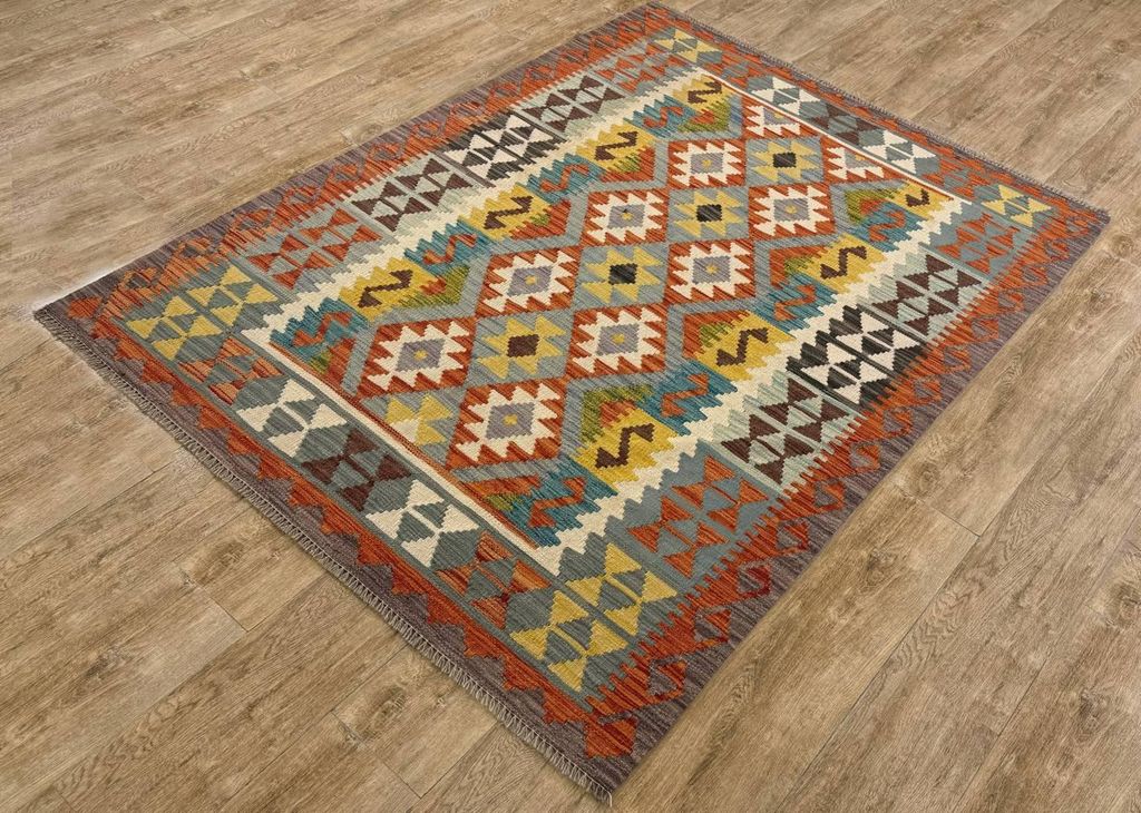 Teppich KELIM ORIGINAL | Farbe: Multi; Größe: 148x194 cm | strapazierfähig und leicht zu reinigen | Wohnzimmer | Schlafzimmer