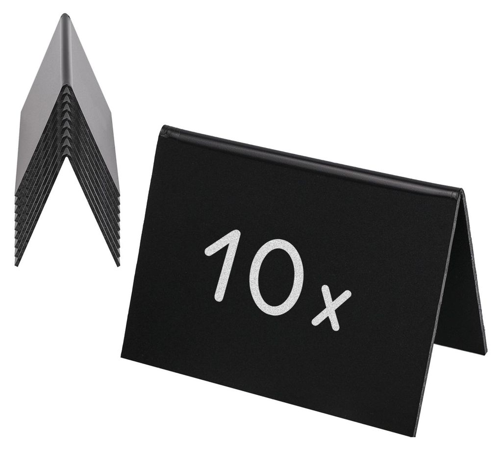 Kreidetafel als Tischaufsteller als A-Ständer im 10er Set von HMF in Schwarz