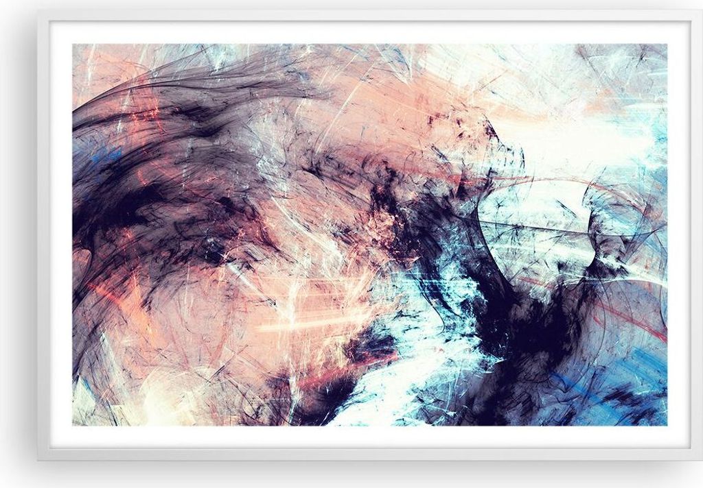 Gerahmtes Poster - Weißer Rahmen - Abstraktion modern - 91,5x61 cm - Wand Bild - Wanddeko - Wandbilder - Kunstposter - Wandposter - Bilderrahmen -...