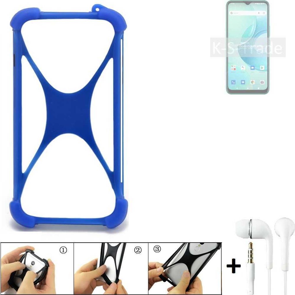 Bumper kompatibel mit Wiko T10 Schutzhülle Handyhülle Silikon Schutz Hülle Cover Case Silikoncase Silikonbumper TPU Softcase Smartphone, Blau (1x),