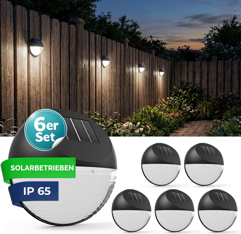 DEUBA® Lampada Solare da Esterno Set di 6 LED Resistenti Immagine del prodotto 