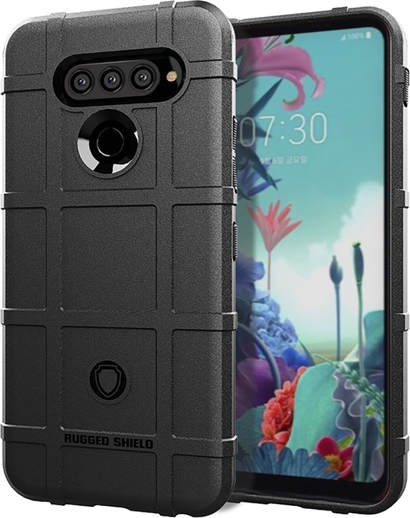 Mobigear Rugged Shield LG K51s Hülle Flexibles TPU Backcover Stoßfest - Schwarz