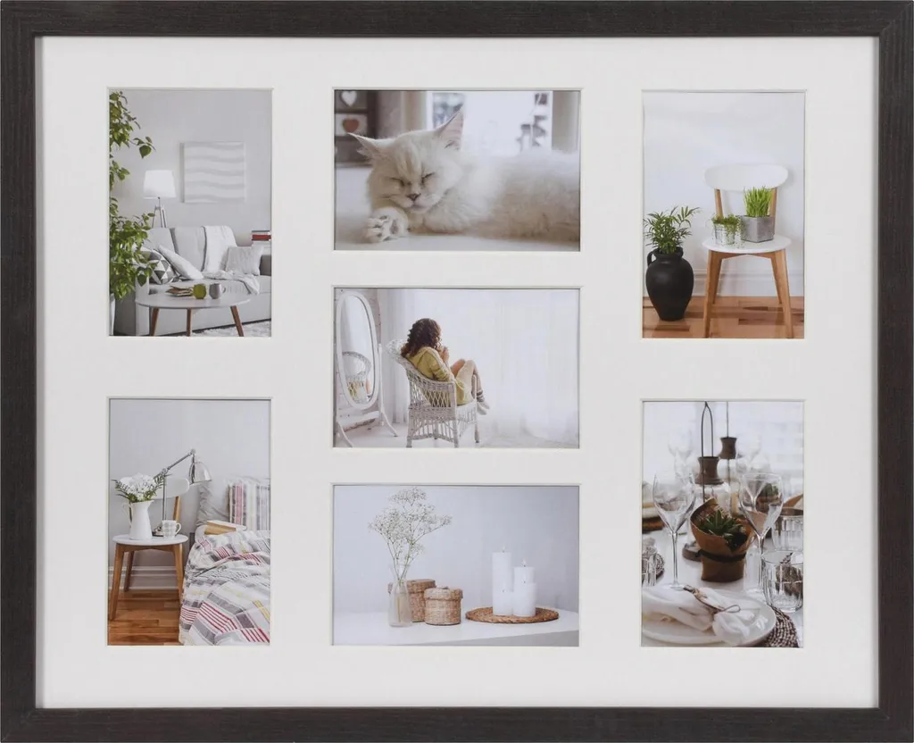 Cornice Foto Multipla Marrone Scuro 40x50 - Collage 7 Foto 10x15 cm