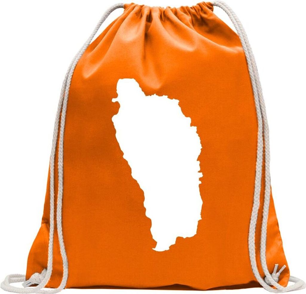 Kiwistar - Turnbeutel - mandarin - Dominica Umriss Kontur - Fun Rucksack Sport Beutel Gymsack Baumwolle mit Ziehgurt