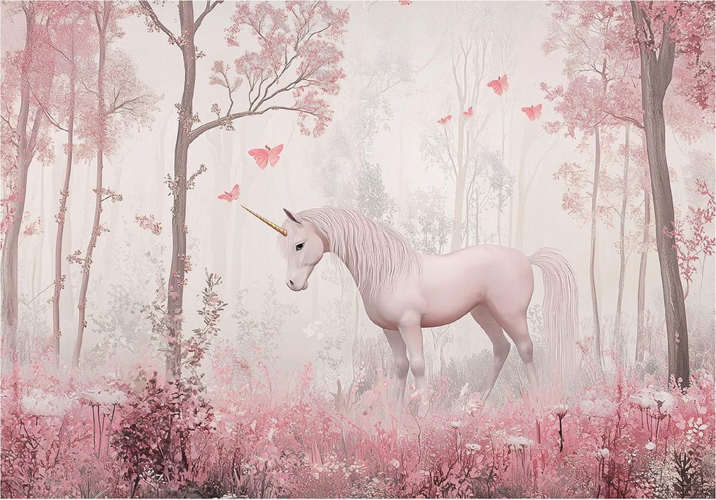 Fototapete Kinderzimmer Mädchen Einhorn - 250x175 cm - inklusive kleister - Vlies Tapete Kinder - Vliestapete Modern Wandtapete