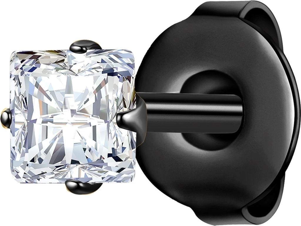 Ohrstecker Edelstahl schwarz Zirkonia weiß