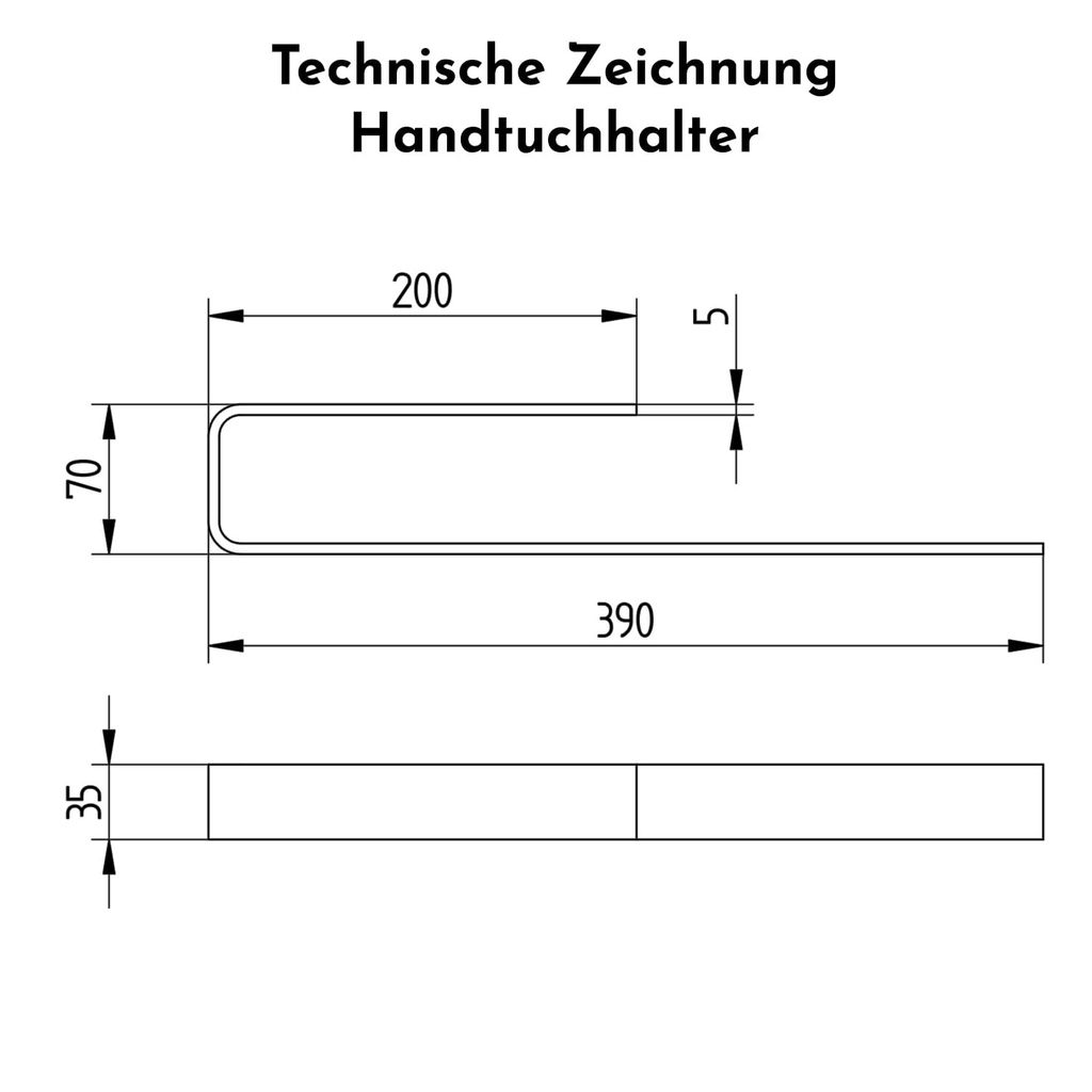 Bürstenking Handtuchhalter ohne Bohren – 39 cm – selbstklebender Handtuchhalter – einarmige Halterung für Badetuch, Handtuch 3M Kleber – ...
