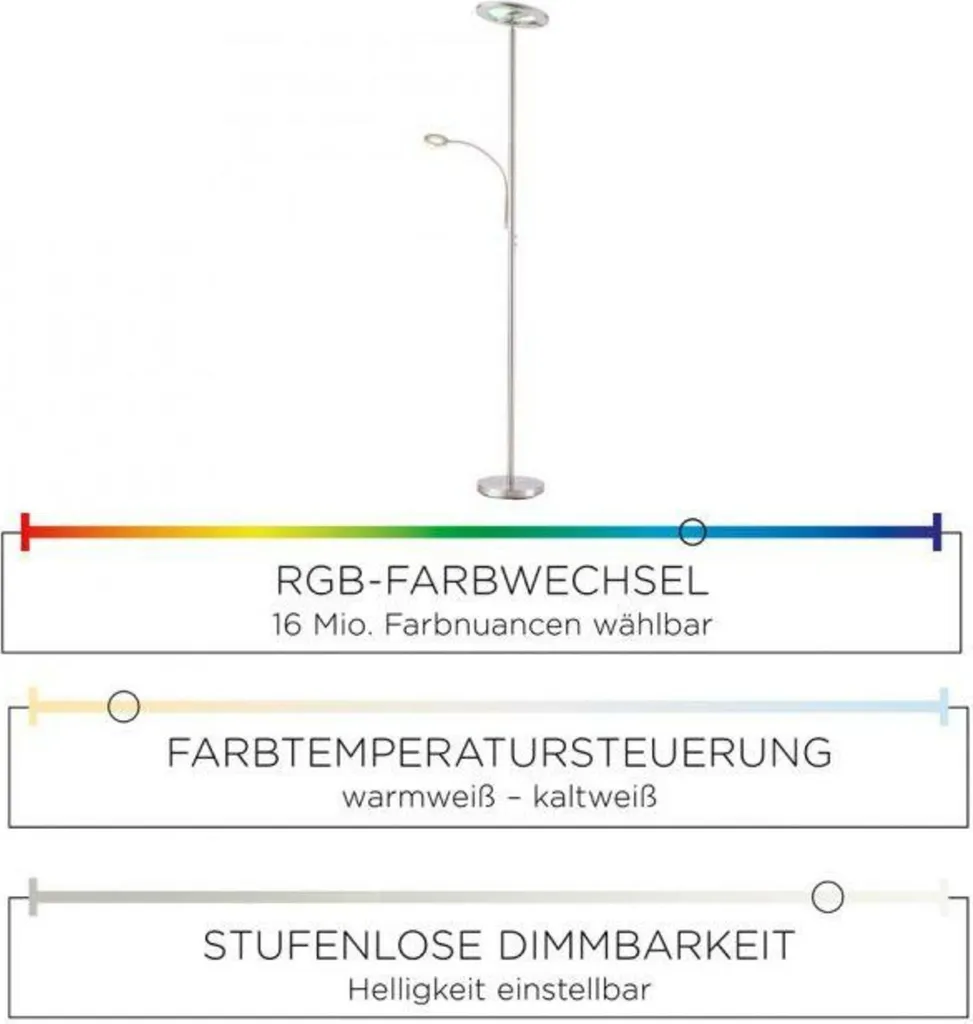 Lampadaire LED dimmable avec télécommande et mode RGB - Modèle L500 - 17