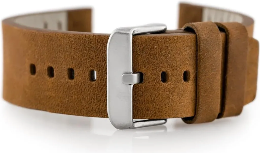 Bracelet de montre en cuir véritable marron 22mm - Modèle classique W39