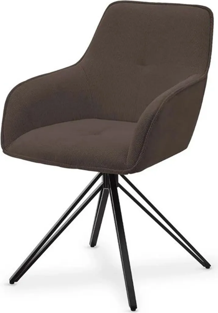 Chaise en tissu marron Clyde Juskys avec assise rembourrée et bras