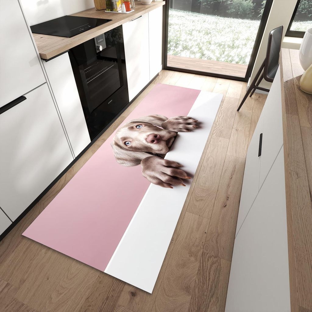 Küchenteppich 90x240cm rutschfest & abwischbar PVC Läufer - Niedlicher Welpe