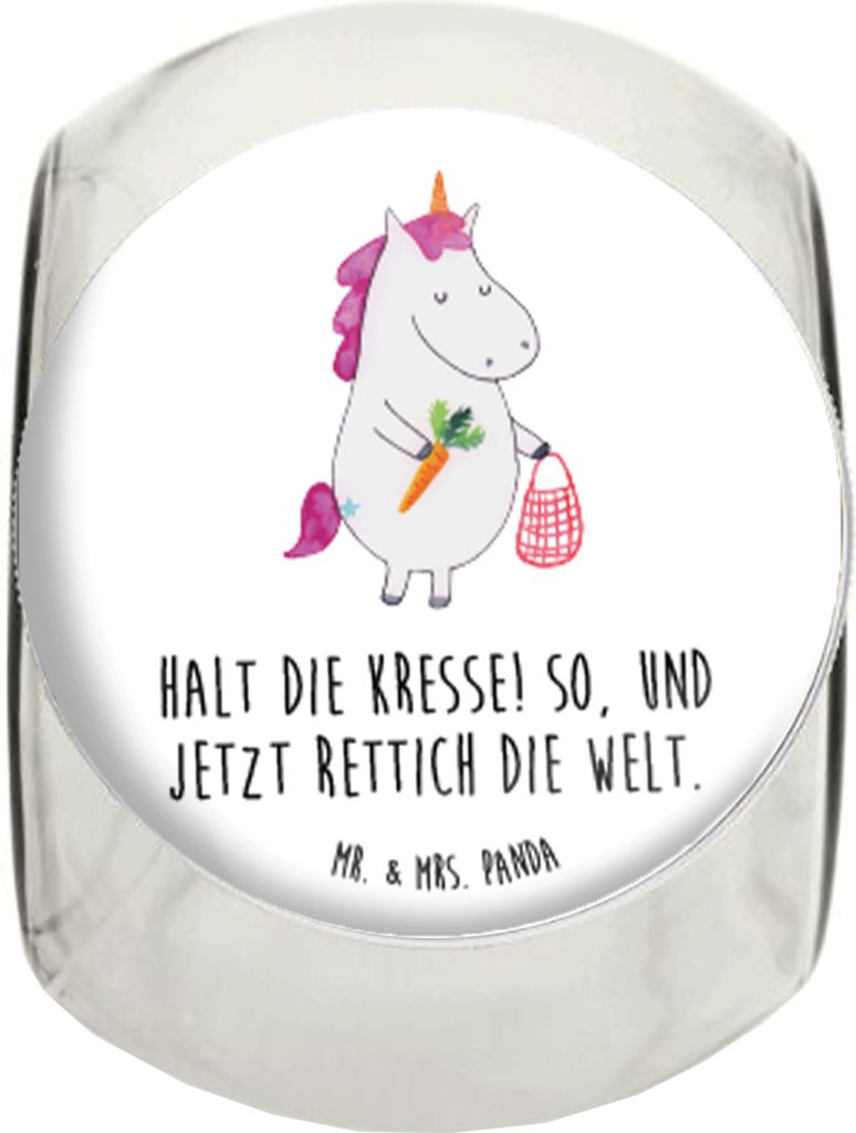 Mr. & Mrs. Panda Kaffeedose Einhorn Gemüse XL 2000ml - Weiß - Geschenk, Einhörner, schraubglas, keksglas, Unicorn, Wochenmarkt, Biomarkt, Bonbon...