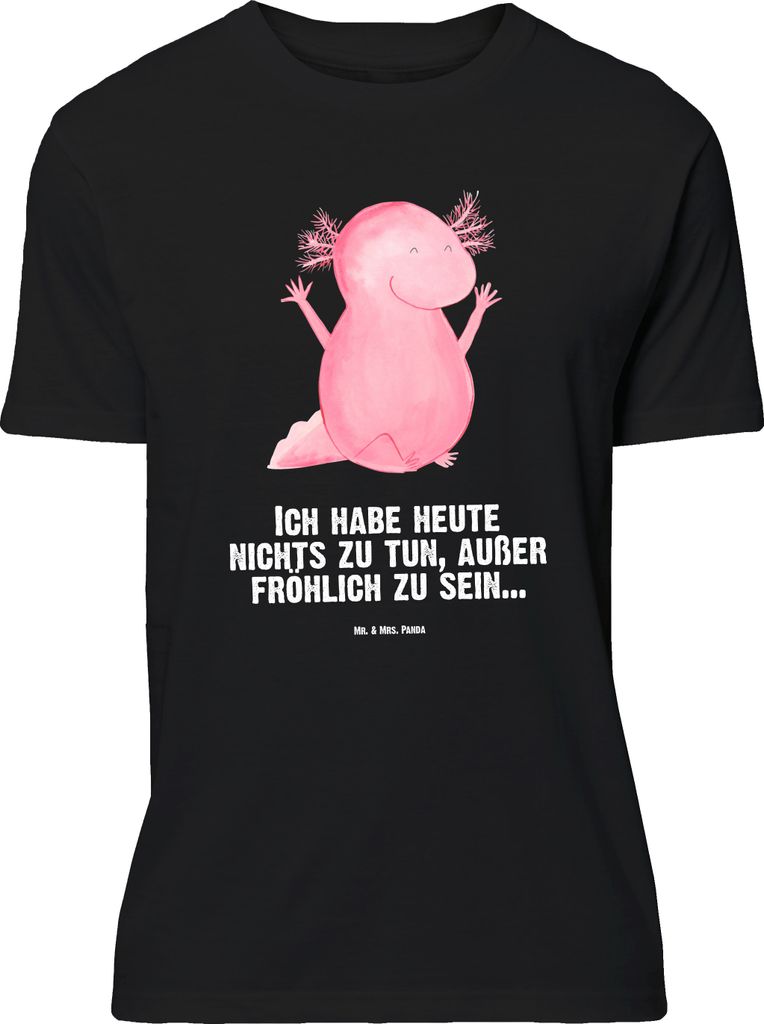 Mr. & Mrs. Panda Größe L T-Shirt Axolotl Hurra - Schwarz - Geschenk, mit Spruch, Schwanzlurch, Shirt, Lurch, Lurche, Tshirt, Freude