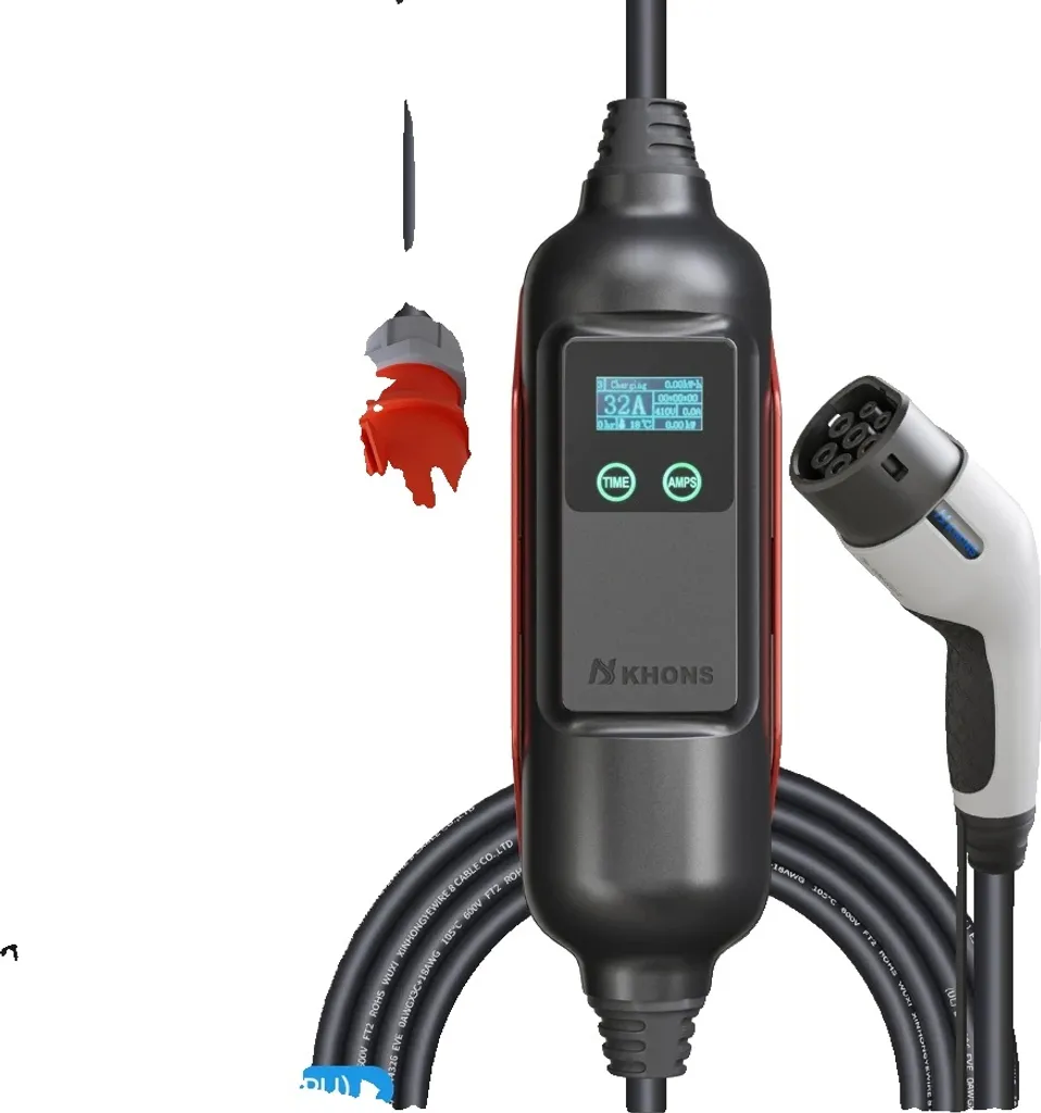 Borne de recharge mobile Type 2 Khons 32 A triphasée pour garage