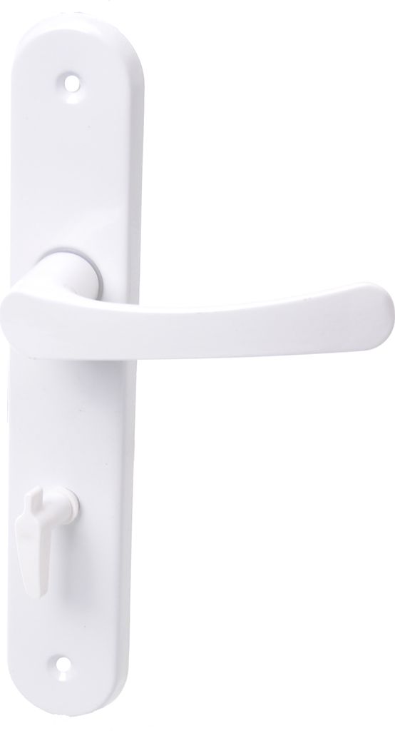 Aqbau Türdrückerset Langschild Weiß | Türdrücker | Türklinke | Türgriffe | Türbeschlag VL (WC Badtüren)