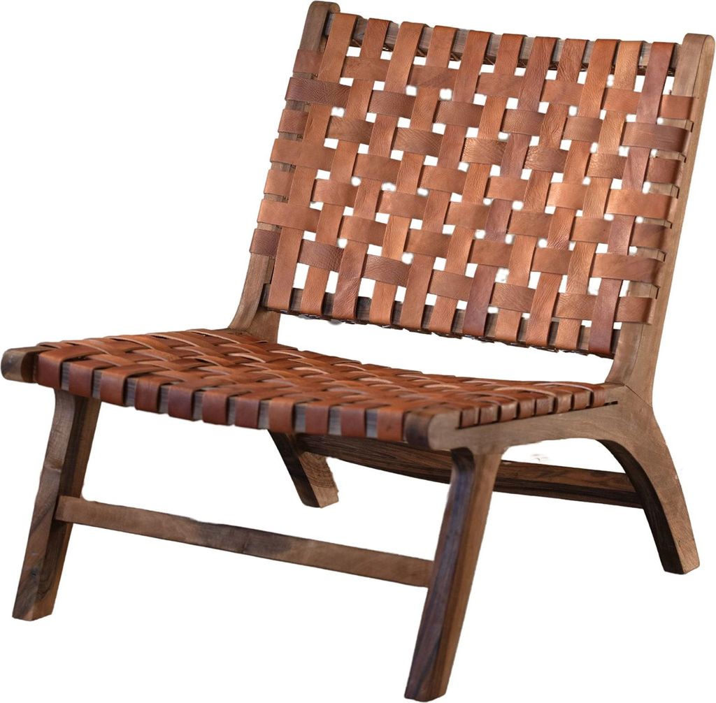 Lounge-Sessel aus Walnussholz und Leder
