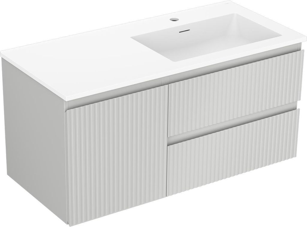 Mexen Orio Badezimmer-Unterschrank 90 cm mit Waschbecken Vela, 2 Schubladen, weiß glänzend - 91A10-09047-2-BFF00-W23M00