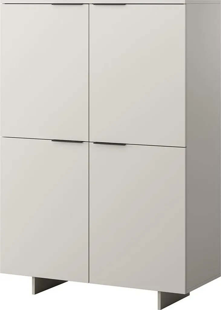 Vaisselier haut beige Canterbury avec 4 portes de rangement - 145 cm