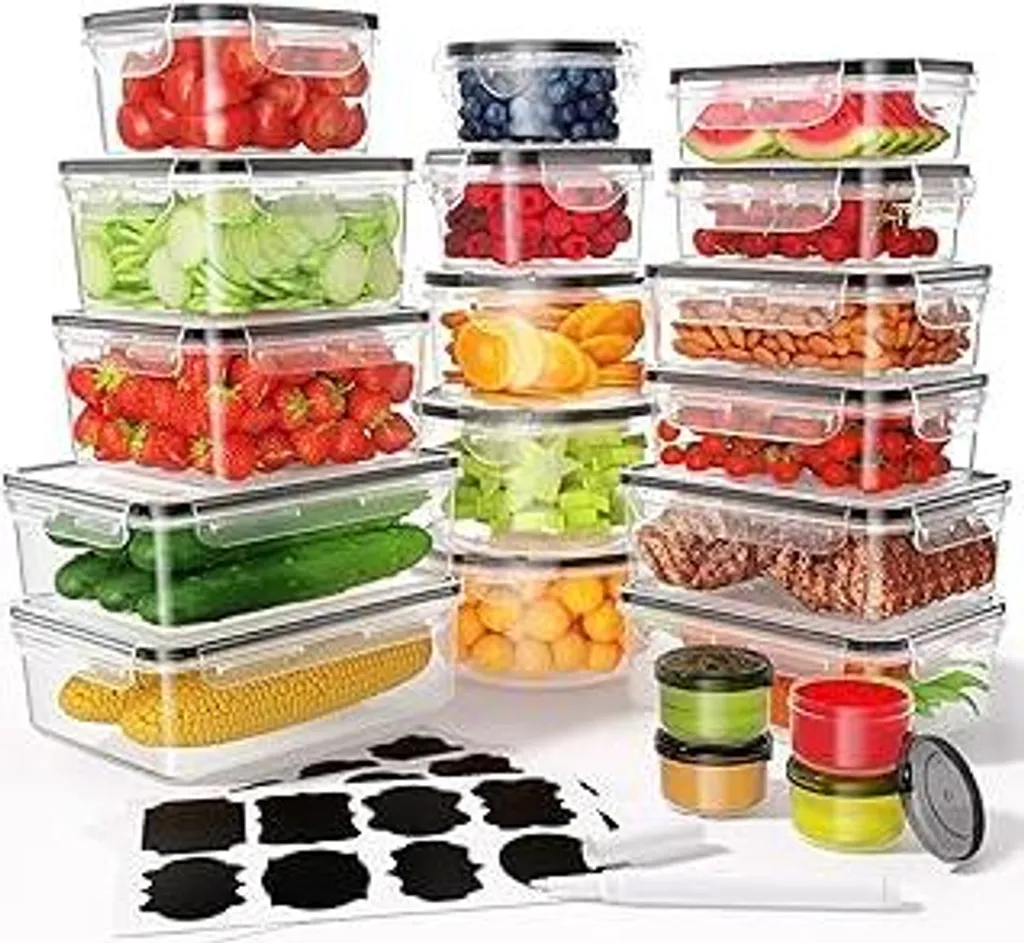 Set Meal Prep 40 Pezzi: 20 Contenitori Cucina Ermetici con Etichette
