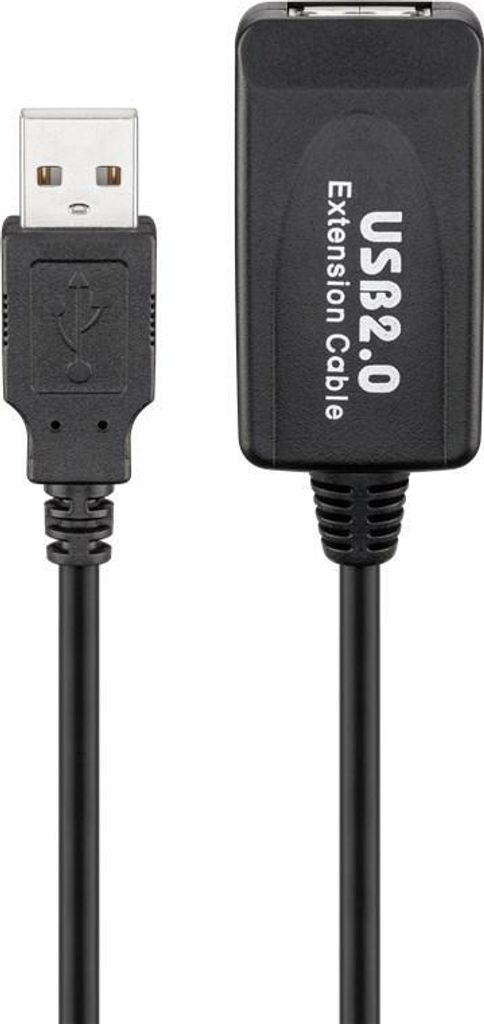 Aktives USB-Verlängerungskabel, 10 m, schwarz, USB-2.0-Stecker (Typ A) > USB-2.0-Buchse (Typ A). Kabellänge 10 m