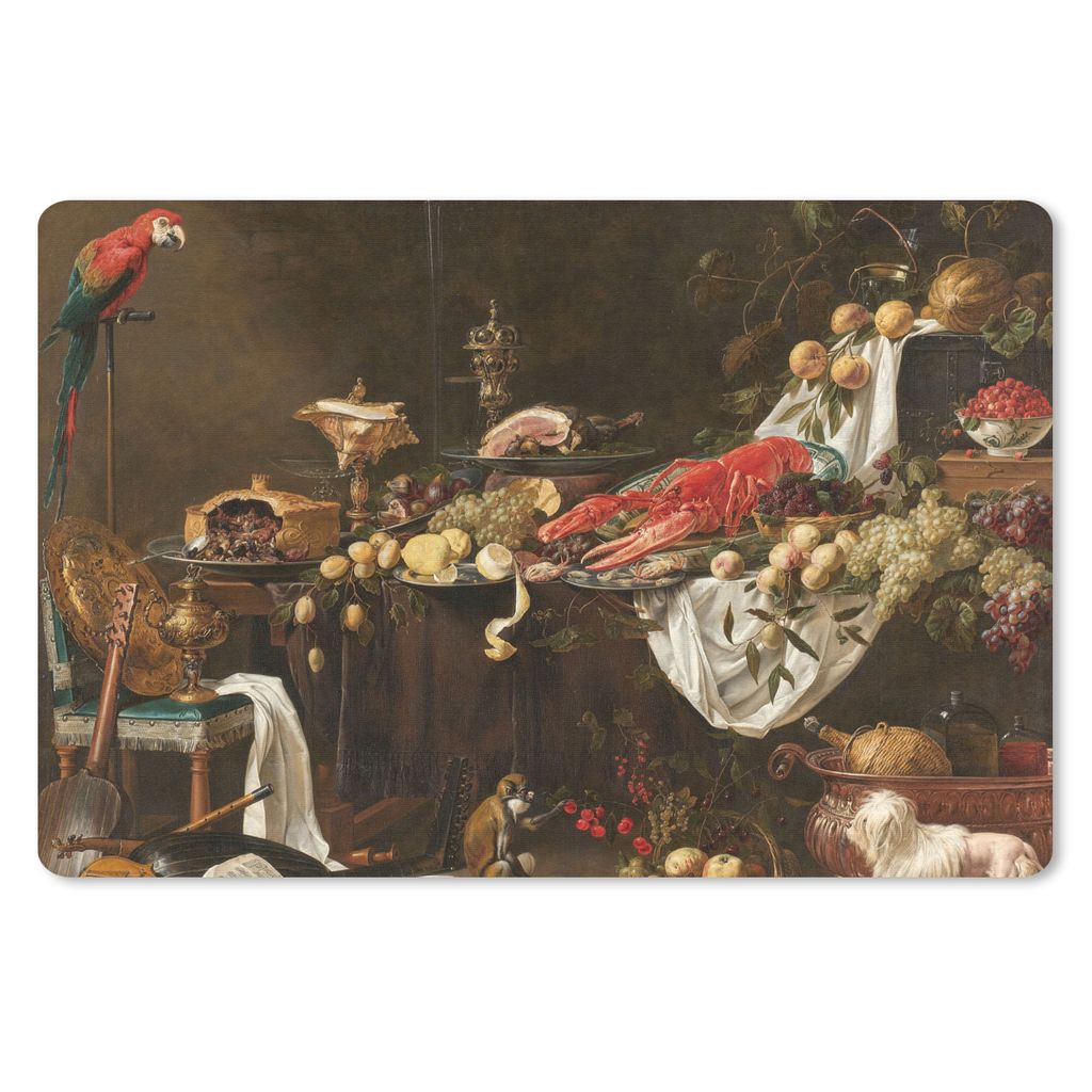 MuchoWow Mauspad Mousepad Stilleben im Druck - Adriaen van Utrecht - Ölfarbe 27x18 cm - Mousepads - Maus Mat - Pad - Mausunterlage - Büroartike...