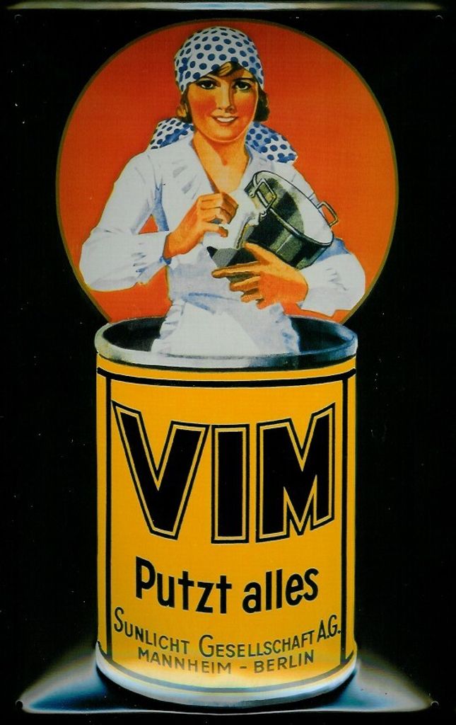 Blechschild Vim putzt alles Scheuerpulver Schild retro Werbeschild Nostalgieschild