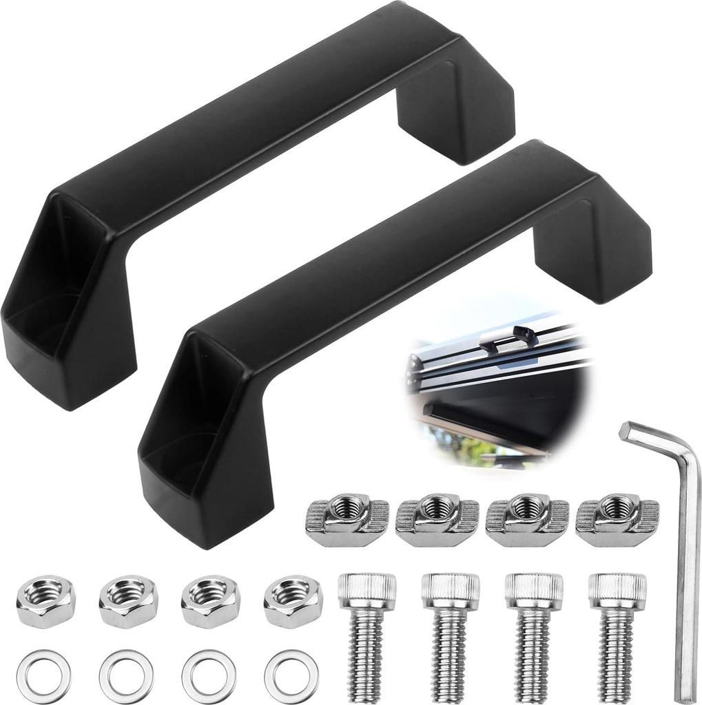 Beugelgreep set von 2 - Aluminiumhandgriffe für 30-Serie Profil - Schwarz - Bohrlochabstand 120 mm - Inkl. Schrauben - Mit Schraubenschlüssel