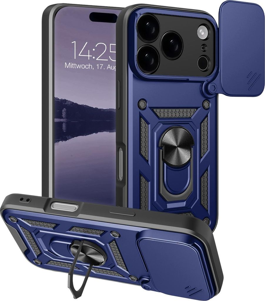 Armor Handyhülle für Apple iPhone 17 Pro Max Kameraschutz Handy Panzer Case Cover Schutzhülle Outdoor Farbe: Blau