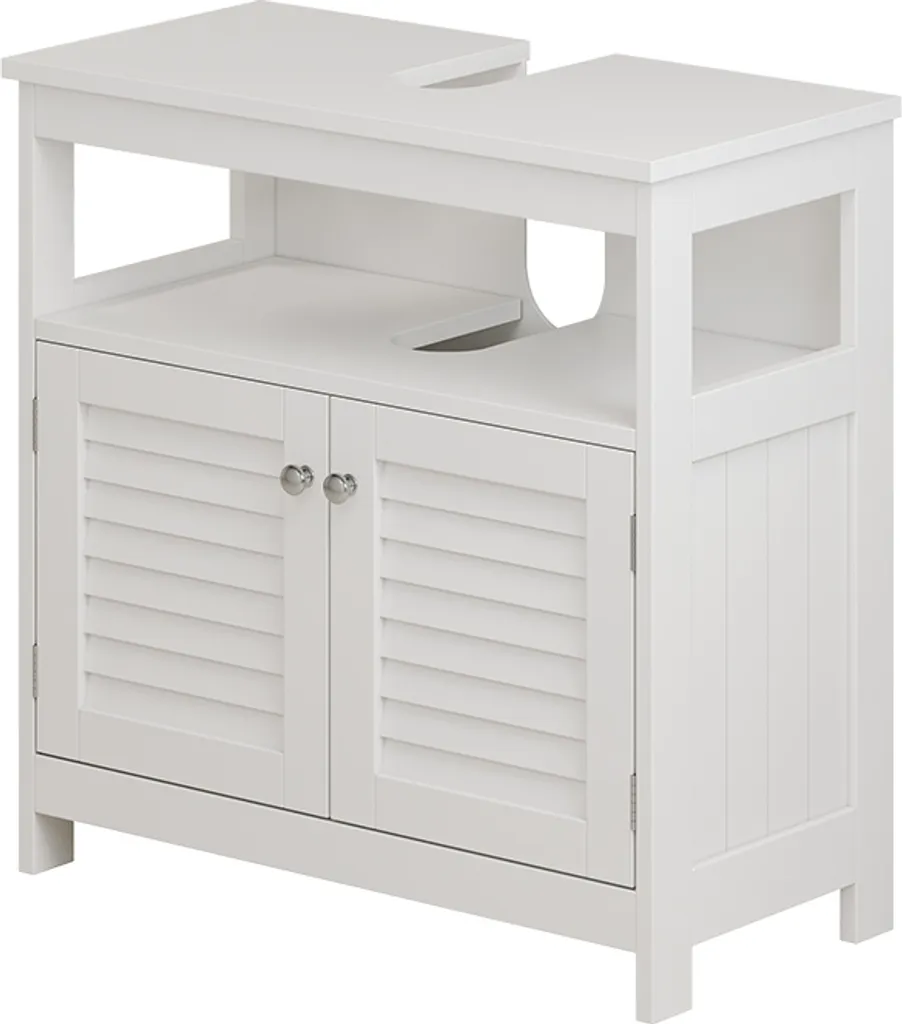 Meuble vasque Vicco Riad blanc mat 60x60cm, design compact à 2 portes et niche