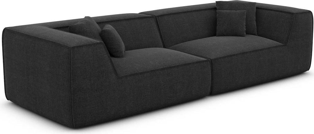 Strukturstoff 4-Sitzer Couch Liberia Schwarz