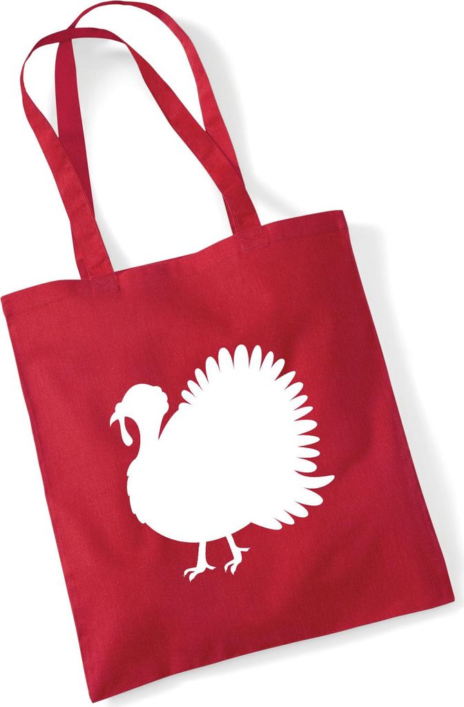 Huuraa Jutebeutel Truthahn Silhouette 10 Liter Classic Red Baumwolle Tasche Geschenkidee