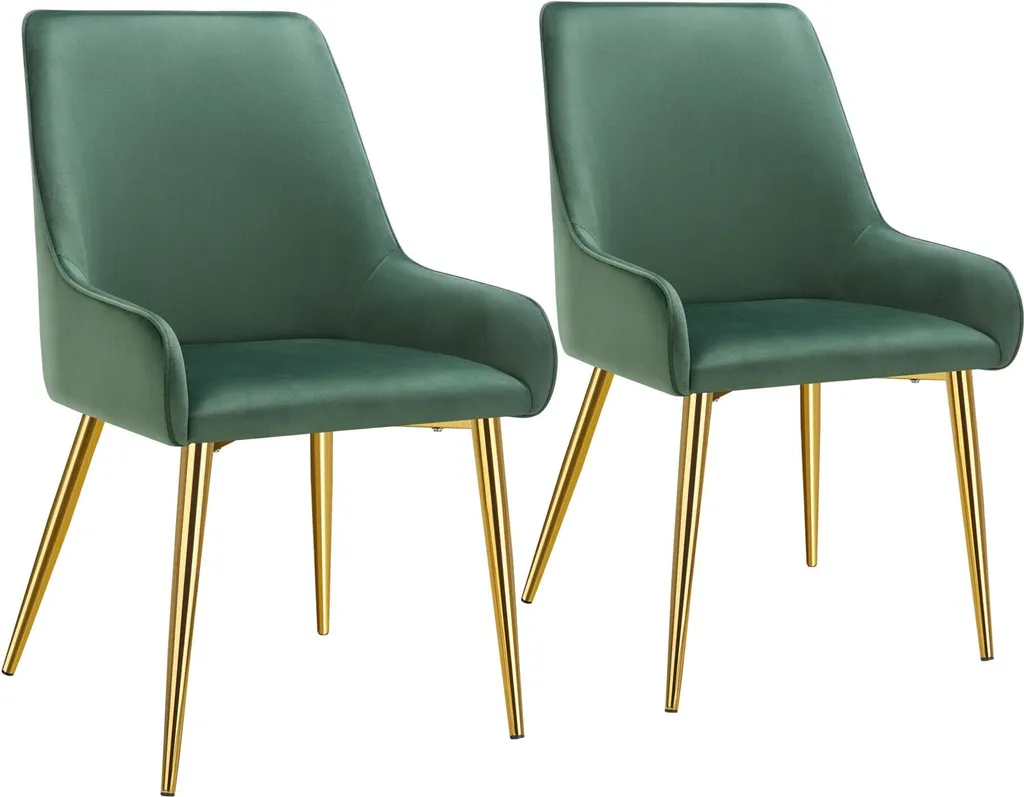 Chaise de salle à manger velours vert Avane, lot de 2, rembourrage confort