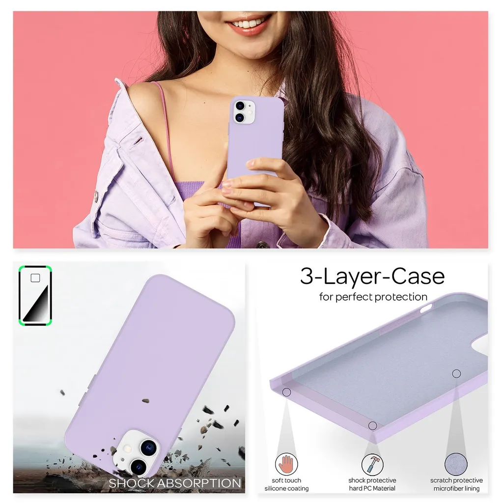 Custodia iPhone 12 Viola NALIA: Silicone Soft Touch e Stile Minimal - 3