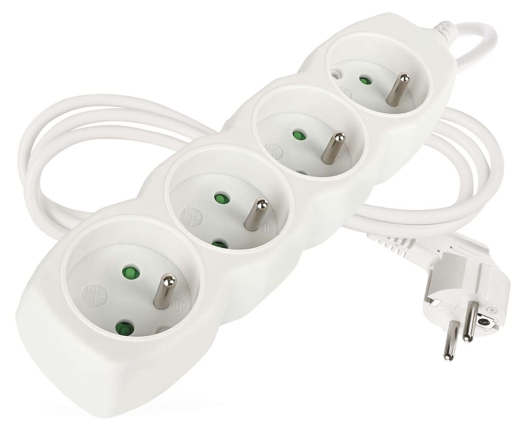 Prodlužovací kabel 1,5 m / 4 zásuvky / bílý / PVC / 1 mm2