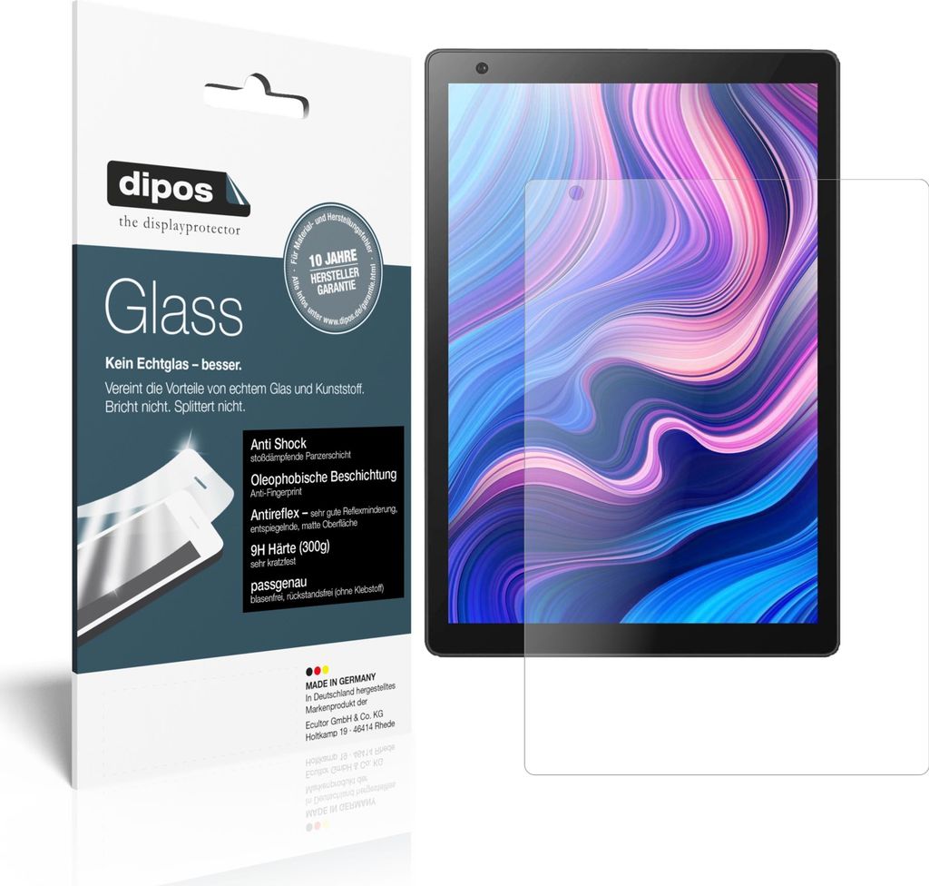 1x Schutzfolie für Vankyo MatrixPad Z10 10.1 Zoll matt - Anti-Shock 9H Folie dipos Glass Kunststoffglas