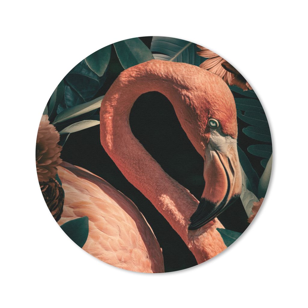 MuchoWow Mauspad Mousepad Flamingo - Blumen - Licht - Blätter 40x40 cm - Mousepads - Maus Mat - Pad - Mausunterlage - Schreibtisch Accessoires