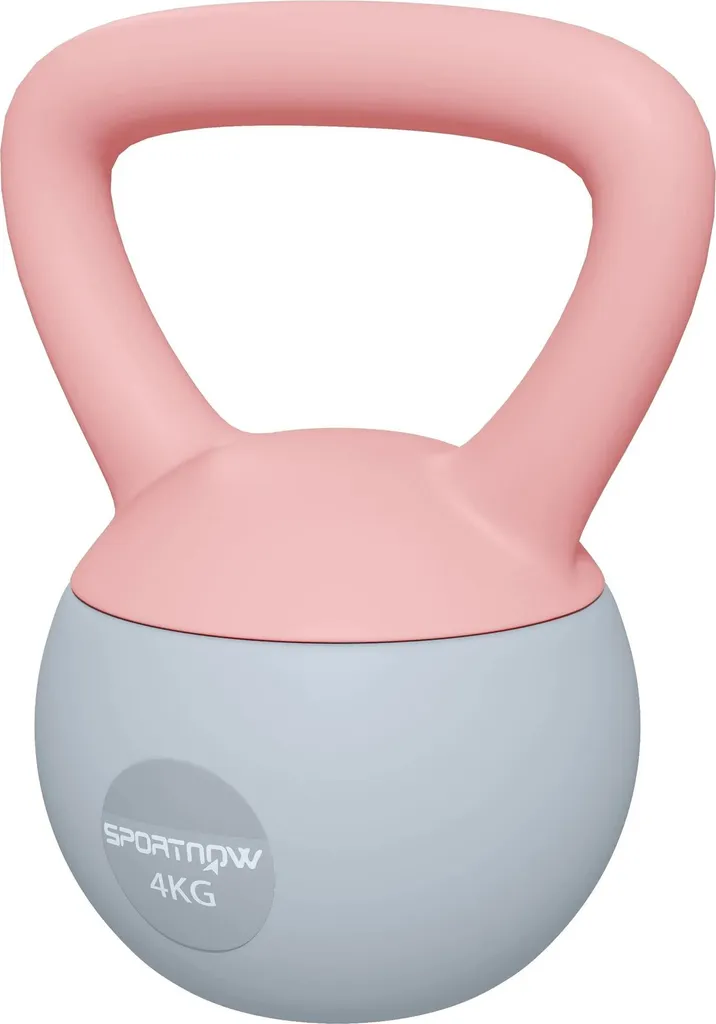 Kettlebell 4kg Design - Rempli Sable Métallique - Rose Clair et Gris