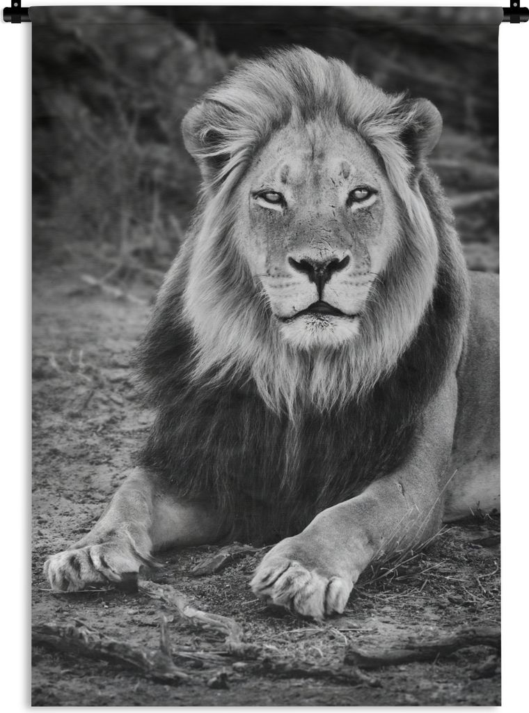 MuchoWow Wandteppich Wandbehang Tiere - Schwarz - Weiß - Profil 90x135 cm Tapisserie Dekoration Wandtuch - Baumwolle - Wandskulptur