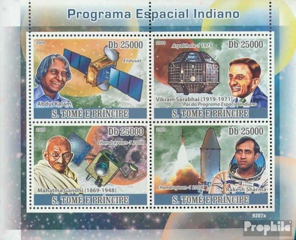 Briefmarken Sao Tome e Principe 2009 Mi 3908-3911 Kleinbogen (kompl.Ausg.) postfrisch Indische Raumfahrt