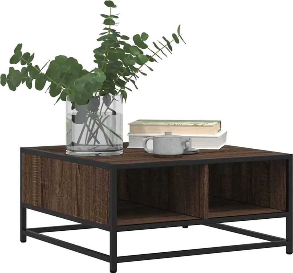 Table Basse Compacte pour Salon - Décor Chêne Brun et Pieds Métal - 4