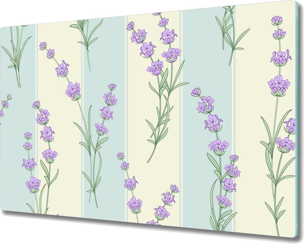 Glas-Herdabdeckplatte Glaskeramikkochfeld-Abdeckung Spritzschutz - 80x52 cm - Lavendelblüten lila