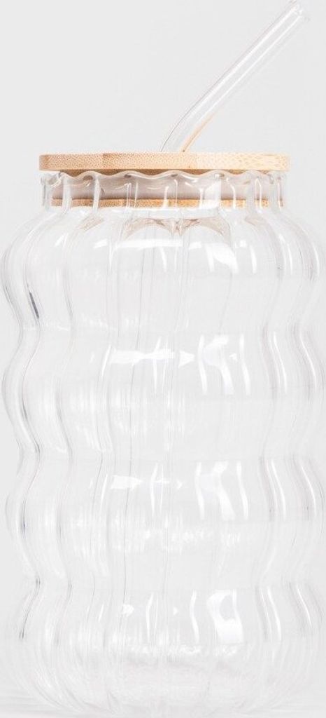 HOMLA BUBBLY Riffelglas mit Strohhalm 0,75 l Produktbild 