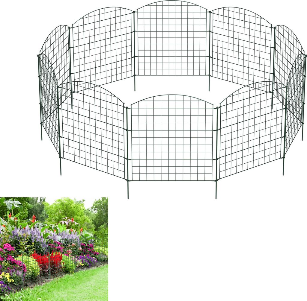 XMTECH Teichzaun Gartenzaun Metall Steckzaun Hundezaun mit Produktbild 
