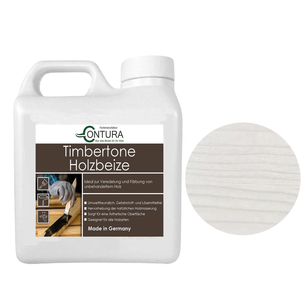 Contura Holzbeize 1Liter Holzfarbe Tischler Positiv Beize Holz Farbe Wasserbeize Parkett - Weiß