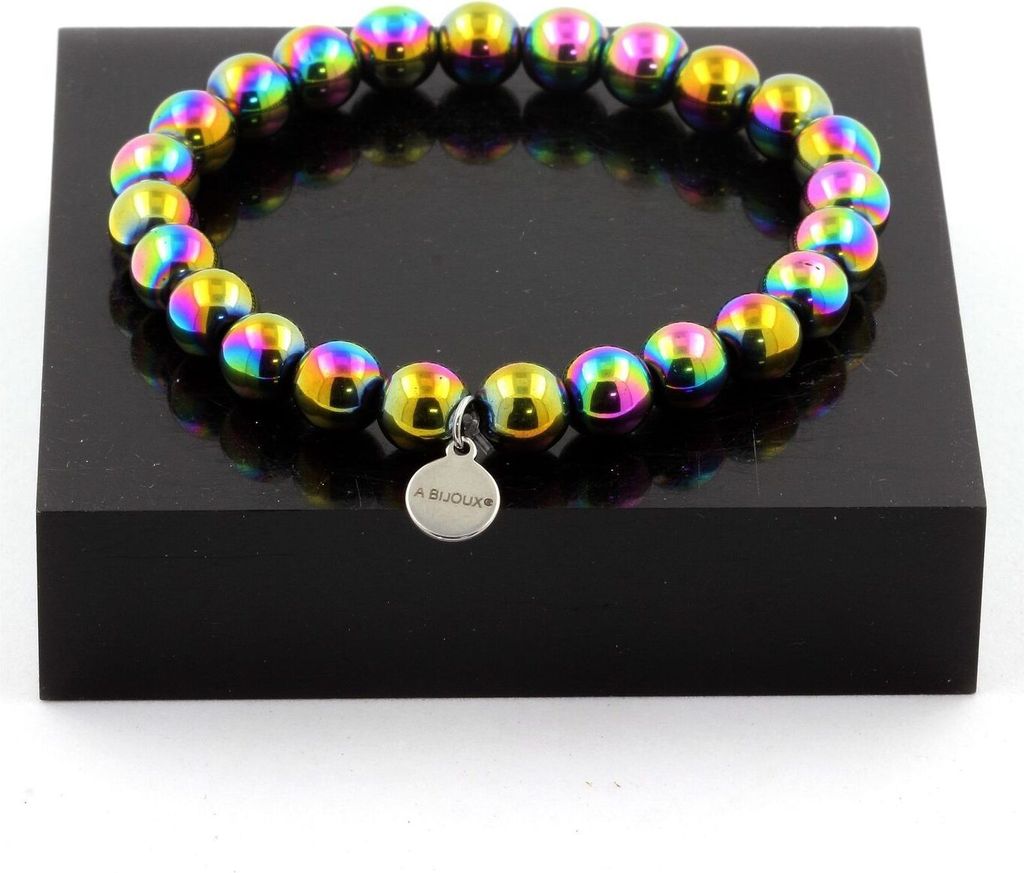 Mehrfarbiges Hämatit-Perlenarmband 8 mm