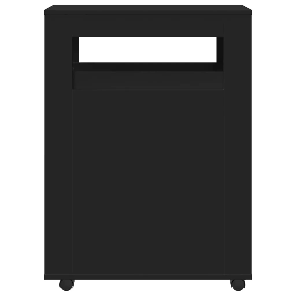 Carrello Bagno Nero vidaXL 23cm - Mobiletto in Legno con Rotelle - 4