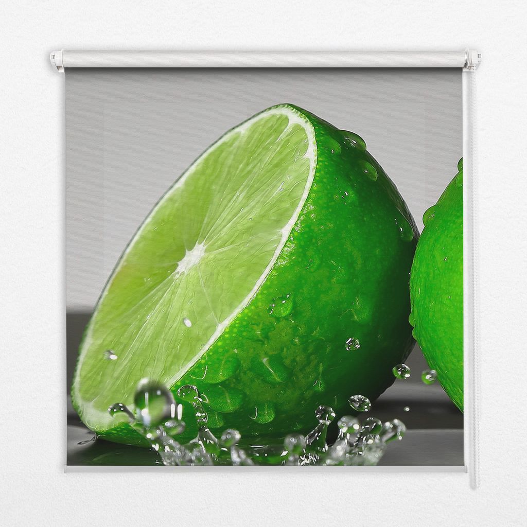 Seitenzug-Rollo Fensterrollo Jalousie - Thermo-Rollo Verdunkelungsrollo - 150x180 cm - Limetten im Wasser