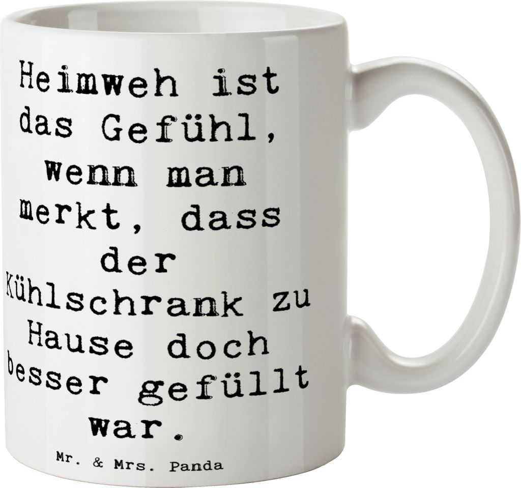 Mr. & Mrs. Panda Kaffeetasse Spruch Heimweh Kühlschrank - Weiß - Geschenk, Motivation, Verbundenheit, Gefühl, haferl, Teetasse, Teebecher, vertr...