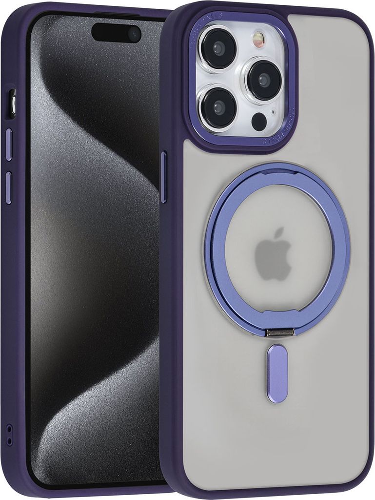 UNIQ Accessory iPhone 15 Pro Max Back cover case - Magsafe Whiteh ring stand - Purple